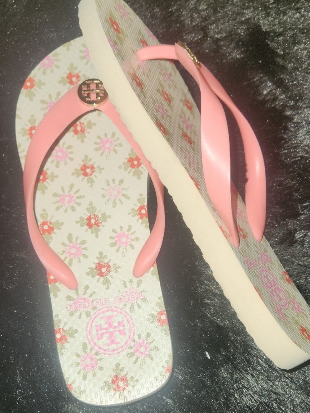 Tory Burch Pink Floral Logo Flip Flop Sandals - Picture 6 of 6